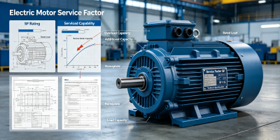 Electric motor service factor SF rating and overload capability guide