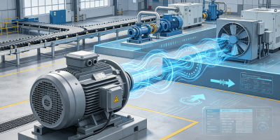 Low voltage industrial motor used in manufacturing and industrial applications